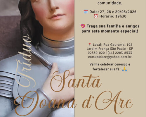 Tríduo em honra a Santa Joana d`Arc